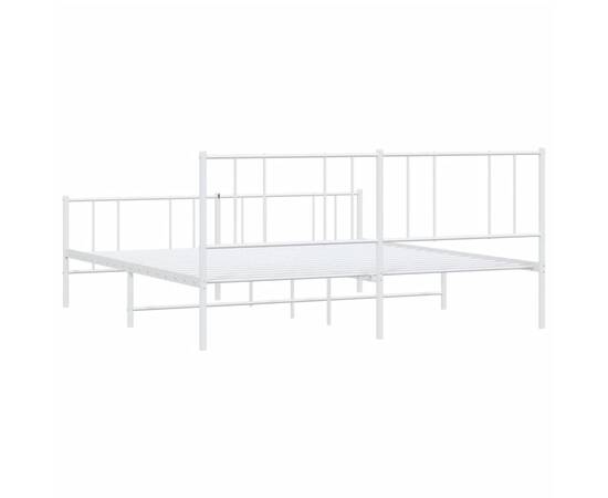 Cadru de pat metalic cu tăblie de cap/picioare, alb, 193x203 cm, 8 image