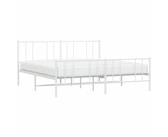 Cadru de pat metalic cu tăblie de cap/picioare, alb, 193x203 cm, 3 image