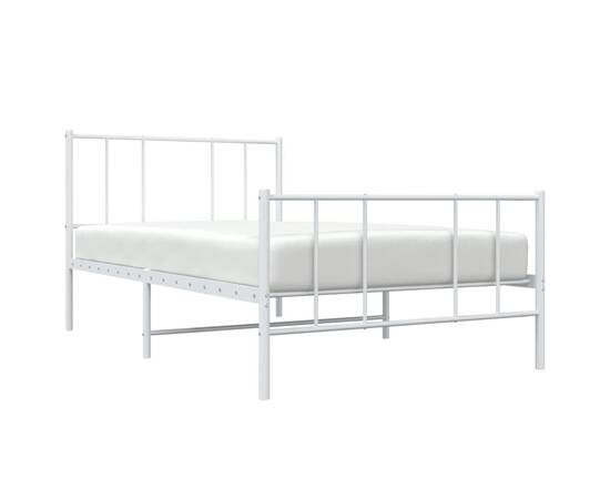 Cadru de pat metalic cu tăblie de cap/picioare, alb, 75x190 cm, 3 image