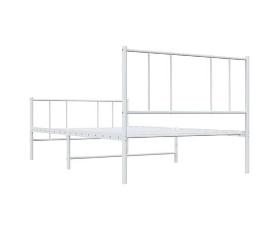 Cadru de pat metalic cu tăblie de cap/picioare, alb, 75x190 cm, 8 image