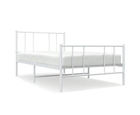 Cadru de pat metalic cu tăblie de cap/picioare, alb, 80x200 cm, 2 image