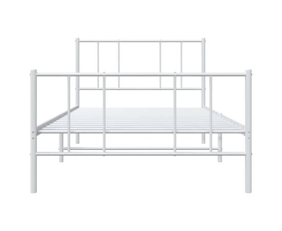 Cadru de pat metalic cu tăblie de cap/picioare, alb, 80x200 cm, 6 image