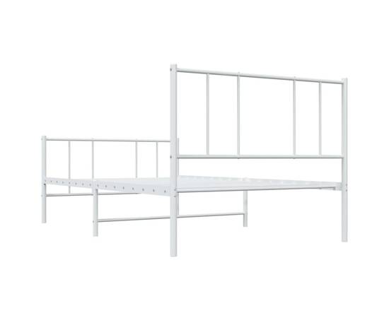 Cadru de pat metalic cu tăblie de cap/picioare, alb, 90x190 cm, 8 image
