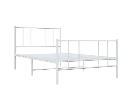 Cadru de pat metalic cu tăblie de cap/picioare, alb, 90x190 cm, 5 image