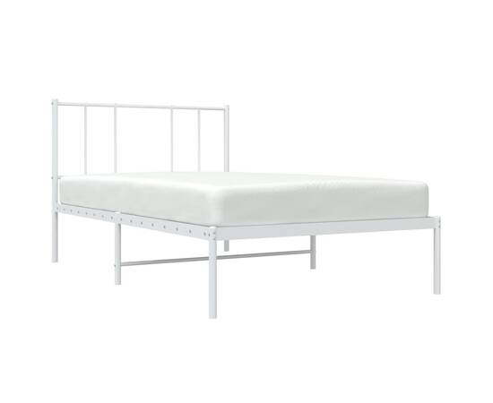 Cadru pat metalic cu tăblie, alb, 90x200 cm, 3 image