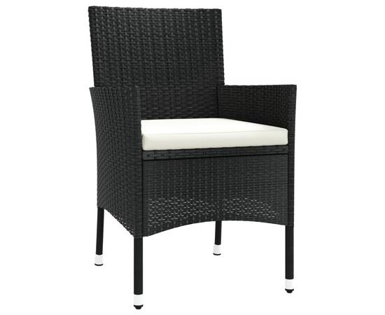 Set mobilier de grădină cu perne, 9 piese, negru, poliratan, 5 image