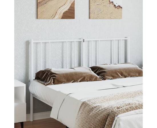 Tăblie de pat metalică, alb, 140 cm, 3 image