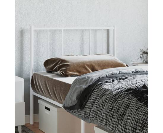 Tăblie de pat metalică, alb, 90 cm, 3 image