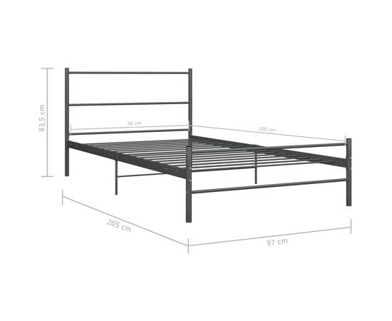 Cadru de pat, gri, 90 x 200 cm, metal, 7 image