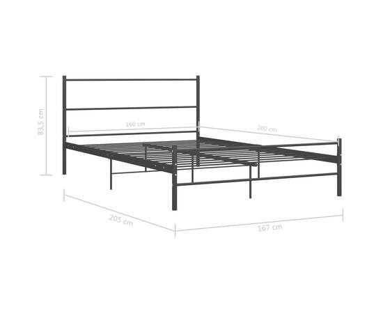 Cadru de pat, negru, 160 x 200 cm, metal, 7 image