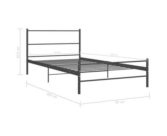 Cadru de pat, negru, 90 x 200 cm, metal, 7 image