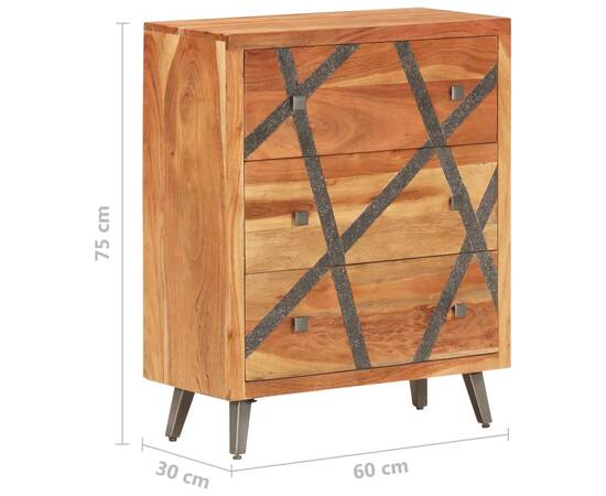 Servantă, 60x30x75 cm, lemn masiv de acacia, 7 image