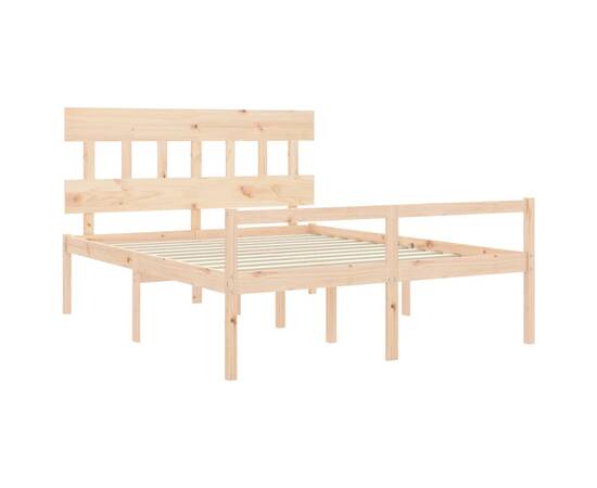 Cadru de pat cu tăblie, king size 5ft, lemn masiv, 5 image