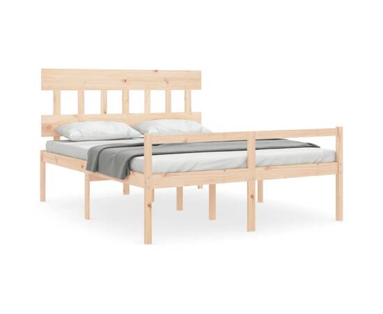 Cadru de pat cu tăblie, king size 5ft, lemn masiv, 2 image