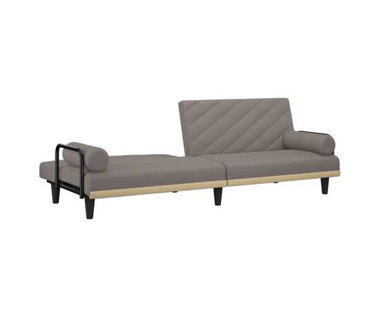 Canapea extensibilă cu cotiere, gri taupe, textil, 7 image