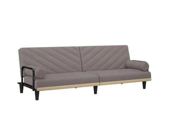 Canapea extensibilă cu cotiere, gri taupe, textil, 2 image