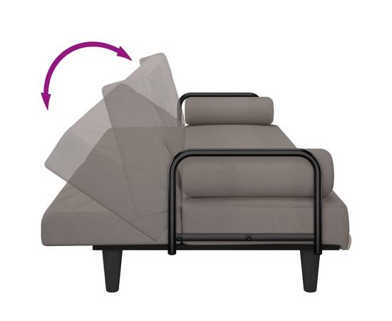 Canapea extensibilă cu cotiere, gri taupe, textil, 9 image