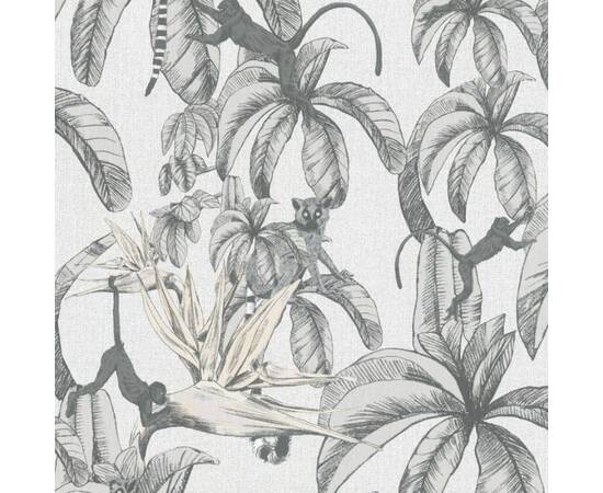 Noordwand tapet „topchic monkey jungle leaves”, gri și negru, 2 image