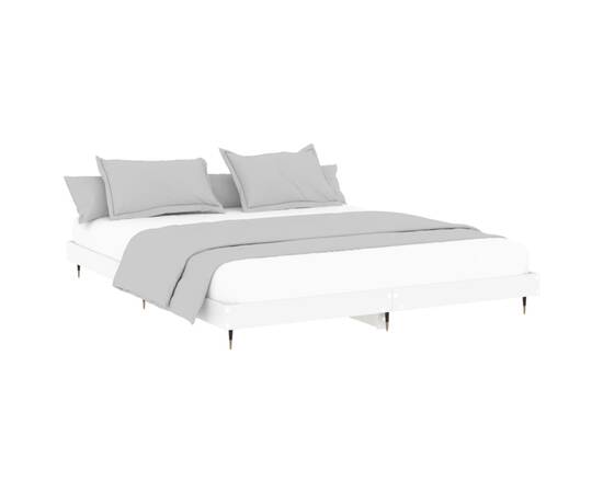 Cadru de pat, alb, 160x200 cm, lemn prelucrat, 4 image