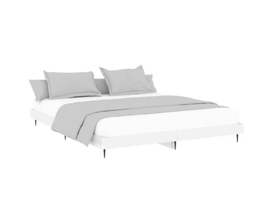 Cadru de pat, alb extralucios, 160x200 cm, lemn prelucrat, 3 image