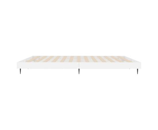 Cadru de pat, alb extralucios, 160x200 cm, lemn prelucrat, 7 image