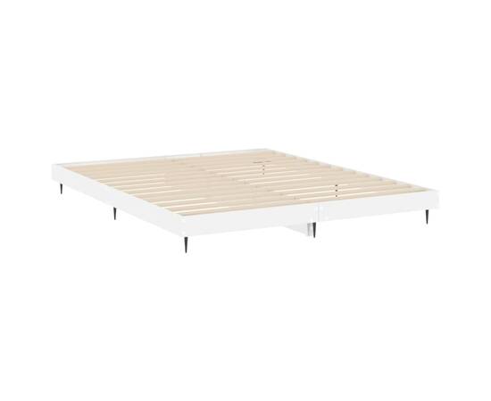 Cadru de pat, alb extralucios, 160x200 cm, lemn prelucrat, 5 image