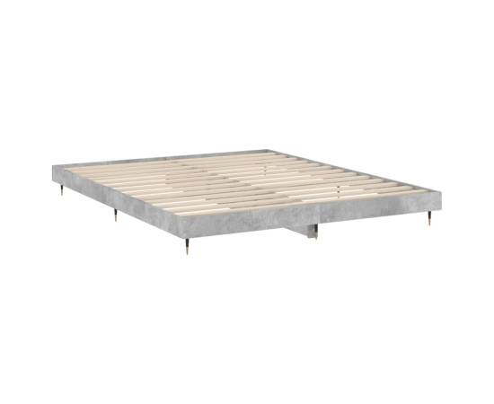 Cadru de pat, gri beton, 160x200 cm, lemn prelucrat, 5 image