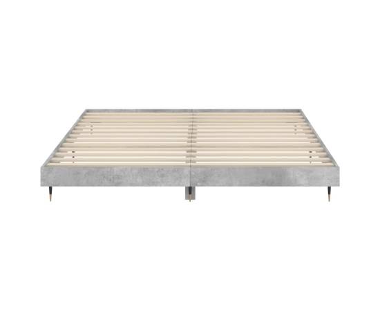 Cadru de pat, gri beton, 160x200 cm, lemn prelucrat, 6 image