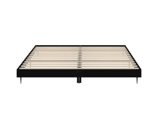 Cadru de pat, negru, 160x200 cm, lemn prelucrat, 6 image