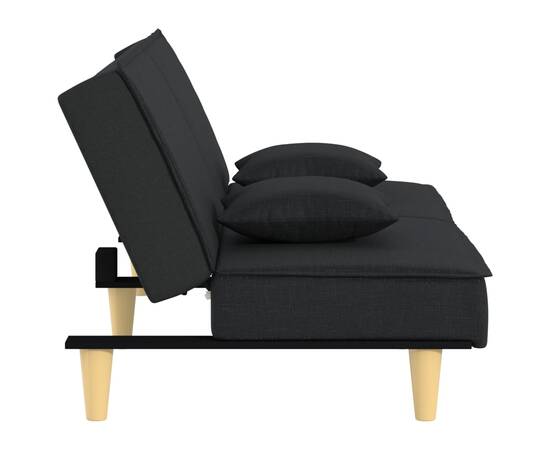 Canapea extensibilă, negru, material textil, 5 image