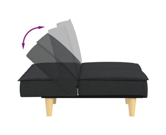 Canapea extensibilă, negru, material textil, 9 image