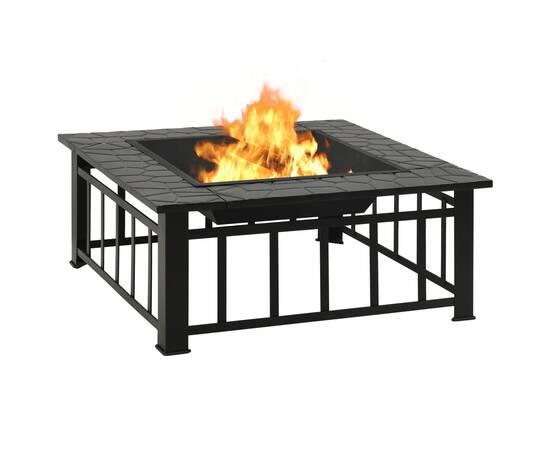 Vatră de foc cu vătrai, 79x79x46,5 cm, oțel, xxl, 4 image