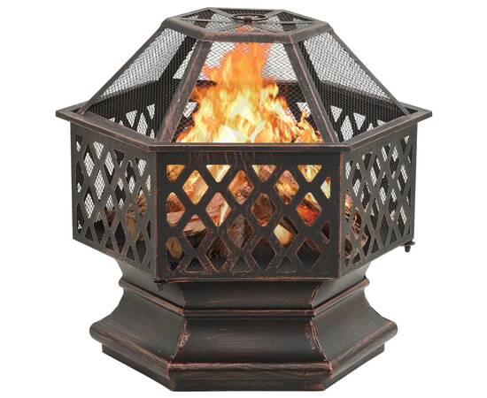 Vatră de foc rustică, cu vătrai, 62x54x56 cm oțel, xxl, 2 image