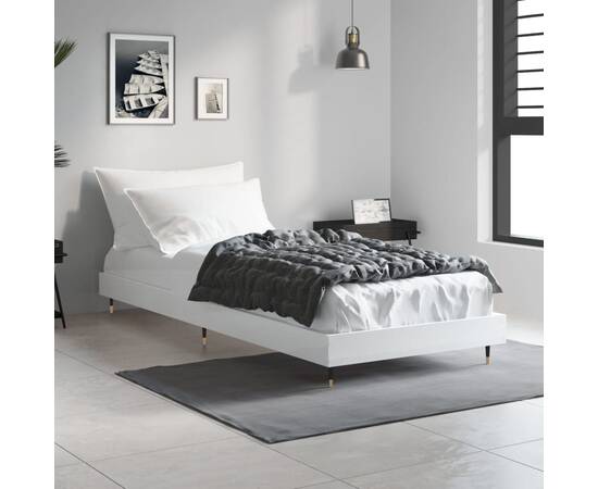 Cadru de pat, alb, 75x190 cm, lemn prelucrat, 3 image