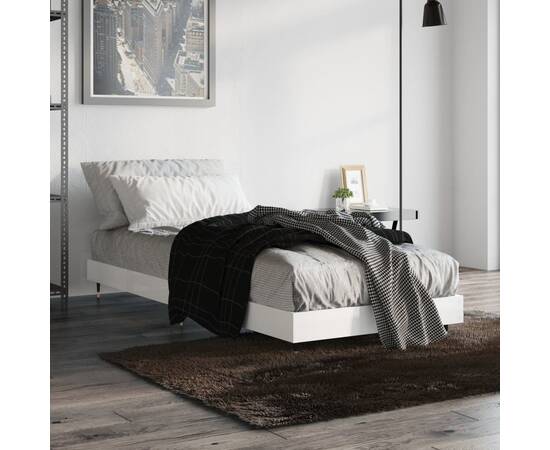 Cadru de pat, alb extralucios, 75x190 cm, lemn prelucrat