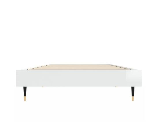 Cadru de pat, alb extralucios, 75x190 cm, lemn prelucrat, 6 image