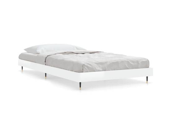 Cadru de pat, alb extralucios, 90x190 cm, lemn prelucrat, 2 image