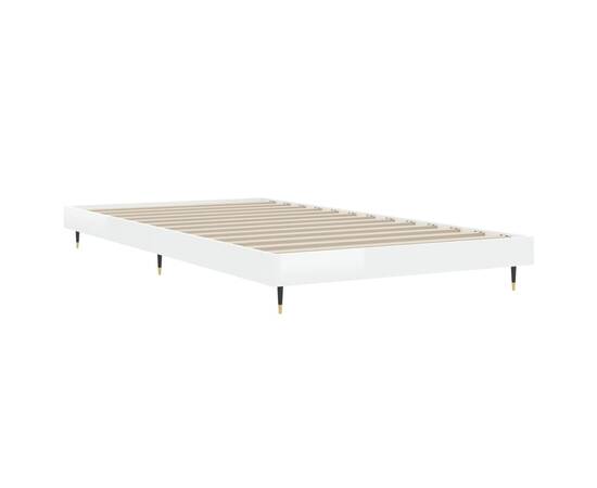 Cadru de pat, alb extralucios, 90x190 cm, lemn prelucrat, 5 image