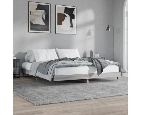 Cadru de pat, gri sonoma, 140x200 cm, lemn prelucrat