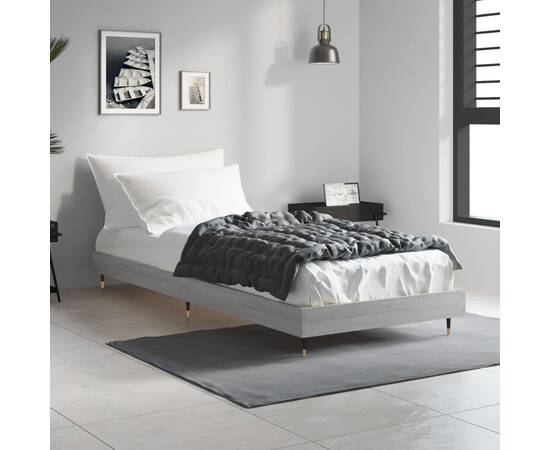 Cadru de pat, gri sonoma, 75x190 cm, lemn prelucrat, 3 image