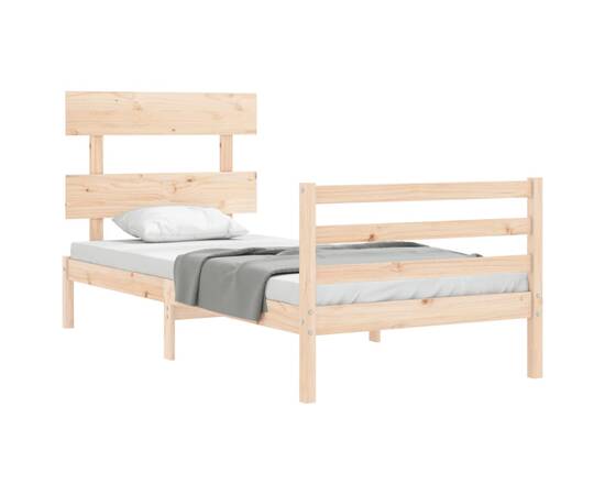 Cadru de pat cu tăblie, 100x200 cm, lemn masiv, 4 image