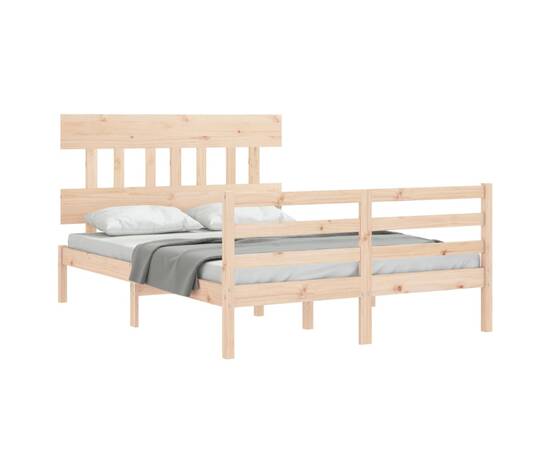Cadru de pat cu tăblie, 140x200 cm, lemn masiv, 4 image