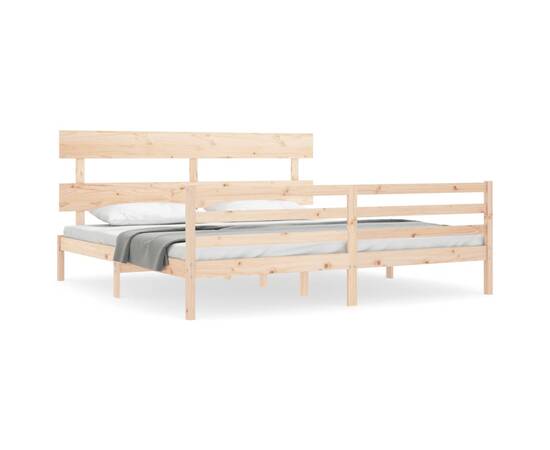 Cadru de pat cu tăblie 6ft super king, lemn masiv, 2 image