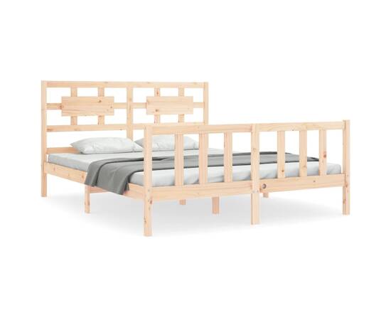 Cadru de pat cu tăblie, 160x200 cm, lemn masiv, 2 image