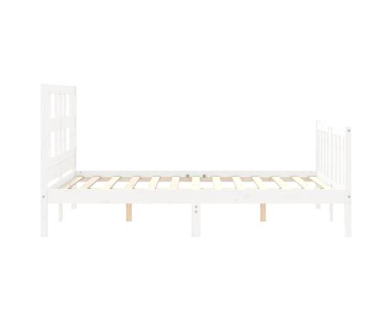 Cadru de pat cu tăblie, alb, 140x200 cm, lemn masiv, 7 image