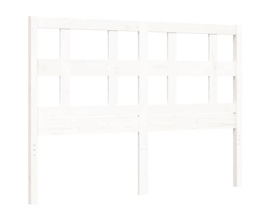 Cadru de pat cu tăblie, alb, 140x200 cm, lemn masiv, 8 image