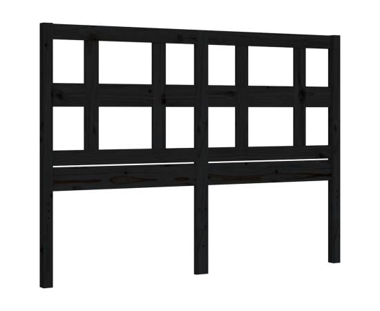 Cadru de pat cu tăblie, negru, 140x200 cm, lemn masiv, 8 image