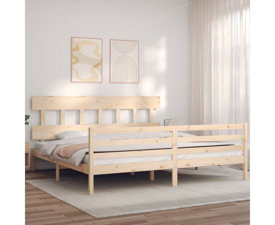 Cadru de pat cu tăblie 6ft super king, lemn masiv