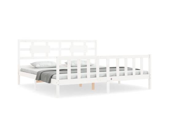 Cadru de pat cu tăblie 6ft super king size, alb, lemn masiv, 2 image
