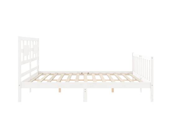 Cadru de pat cu tăblie 6ft super king size, alb, lemn masiv, 7 image